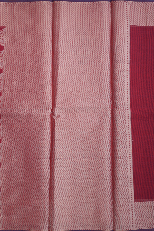 Kota Cotton Saree In Red With Floral Design