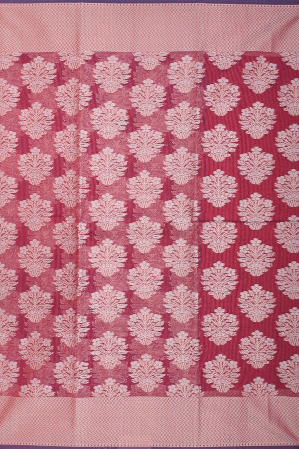 Kota Cotton Saree In Red With Floral Design