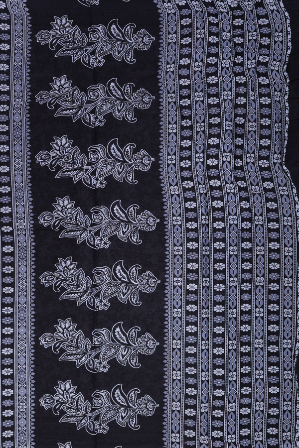 Ahmedabad Cotton Saree In Black And White Floral Design