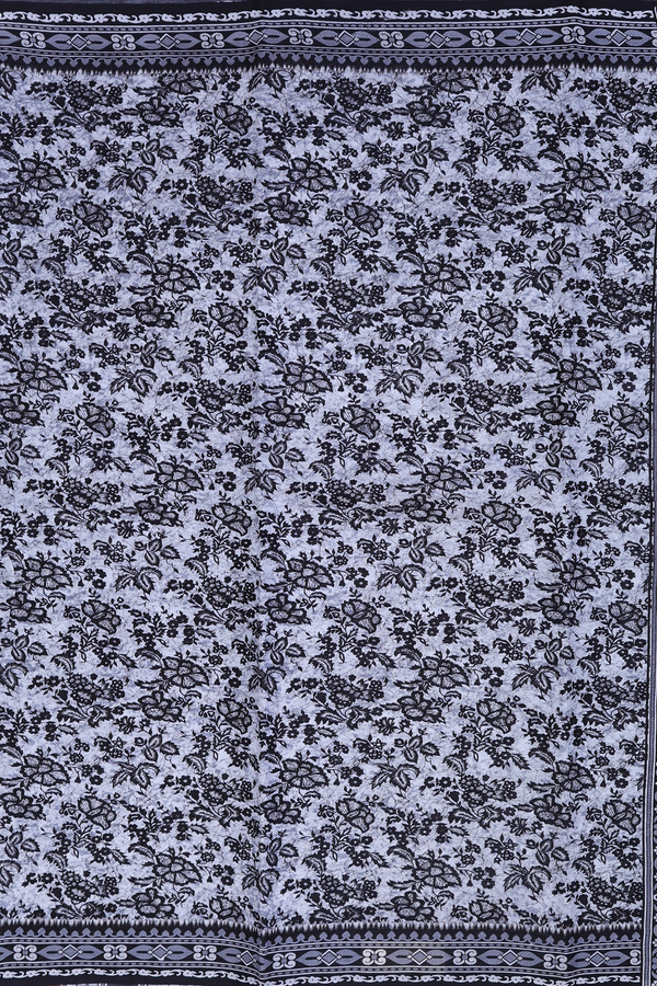 Ahmedabad Cotton Saree In Black And White Floral Design