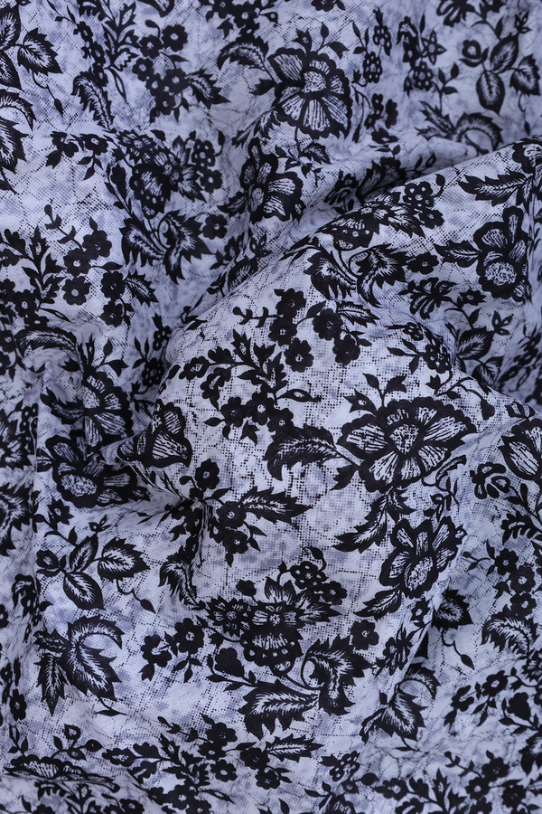 Ahmedabad Cotton Saree In Black And White Floral Design