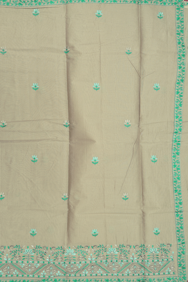 Ahmedabad Cotton Saree In Green With Floral Buttas