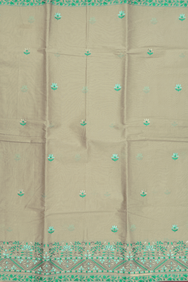 Ahmedabad Cotton Saree In Green With Floral Buttas