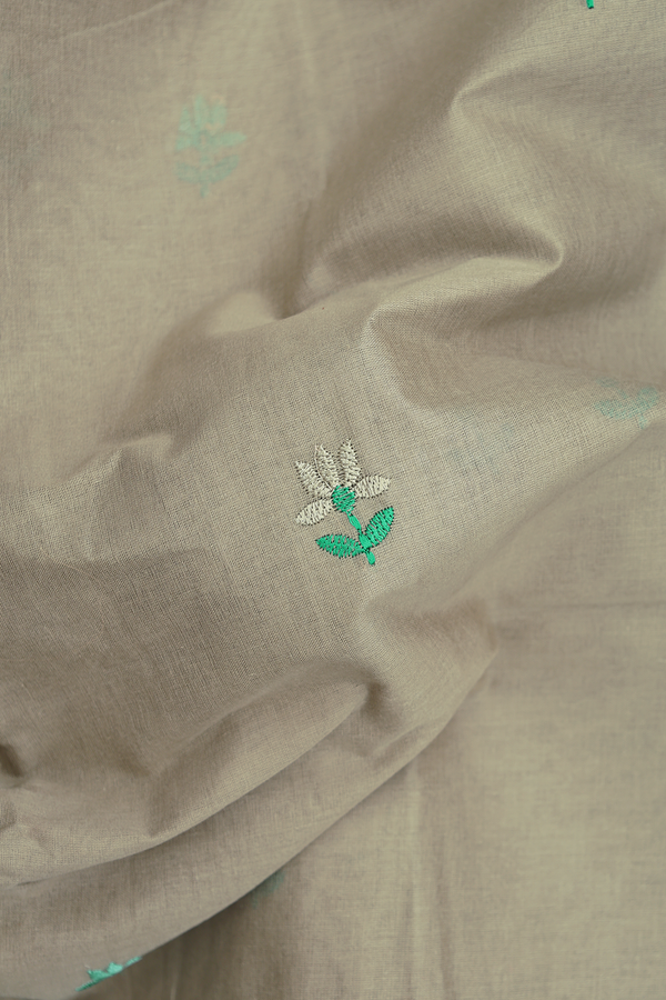 Ahmedabad Cotton Saree In Green With Floral Buttas