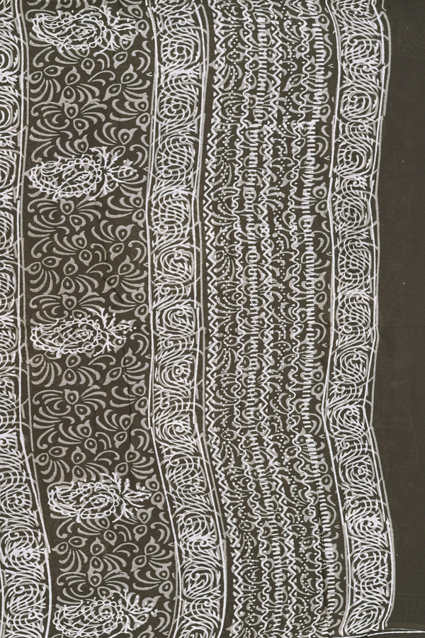 Ahmedabad Cotton Saree Dark Olive Green With Printed Design