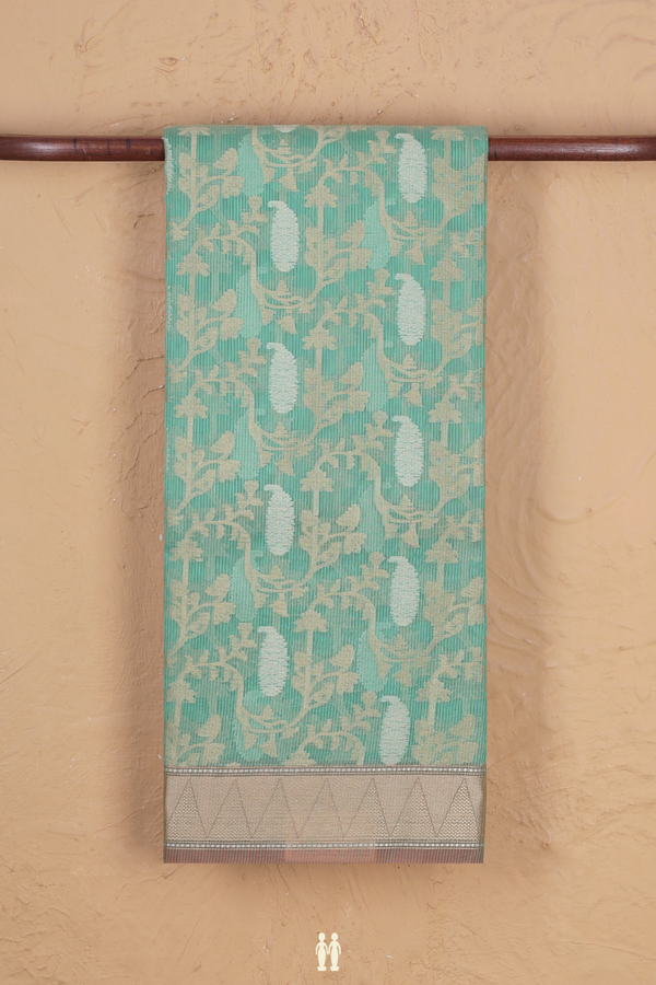 Kota Cotton Saree In Bluish Green With Allover Design