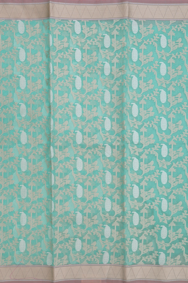 Kota Cotton Saree In Bluish Green With Allover Design