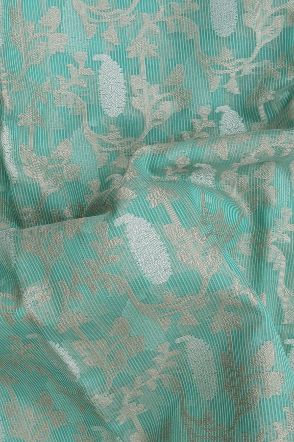 Kota Cotton Saree In Bluish Green With Allover Design