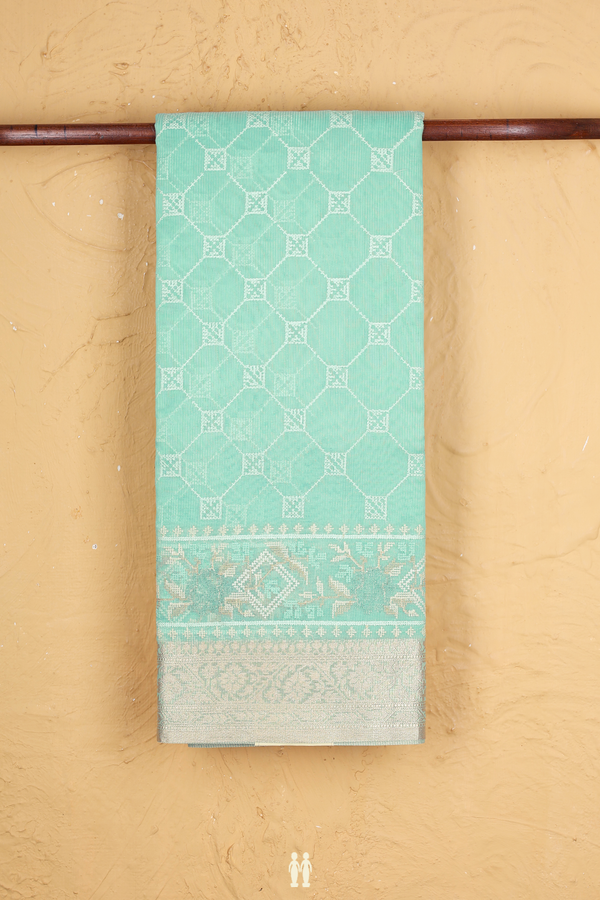 Kota Cotton Saree In Tiffany Blue With Allover Design