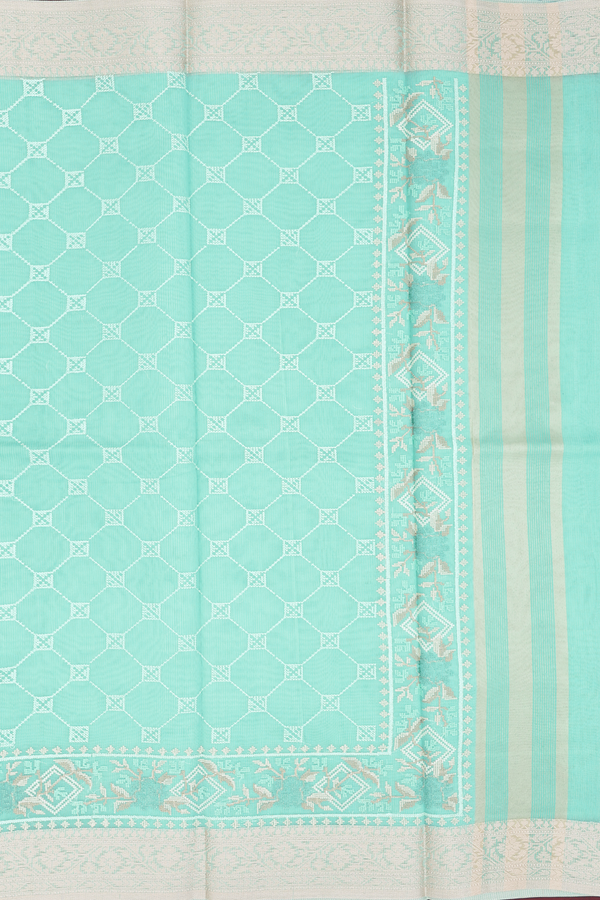 Kota Cotton Saree In Tiffany Blue With Allover Design