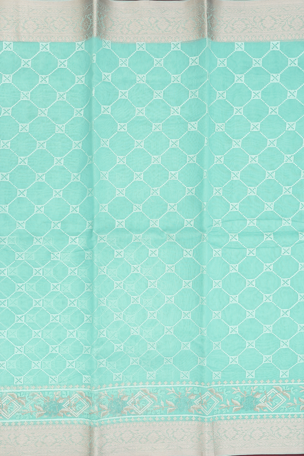 Kota Cotton Saree In Tiffany Blue With Allover Design