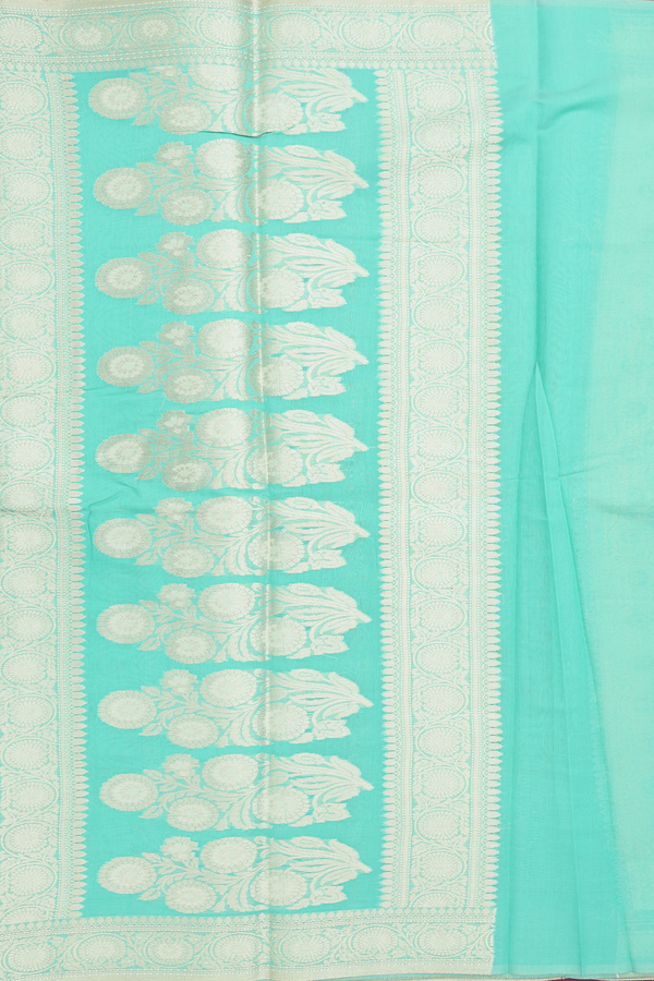 Kota Cotton Saree In Mint Blue With Allover Design