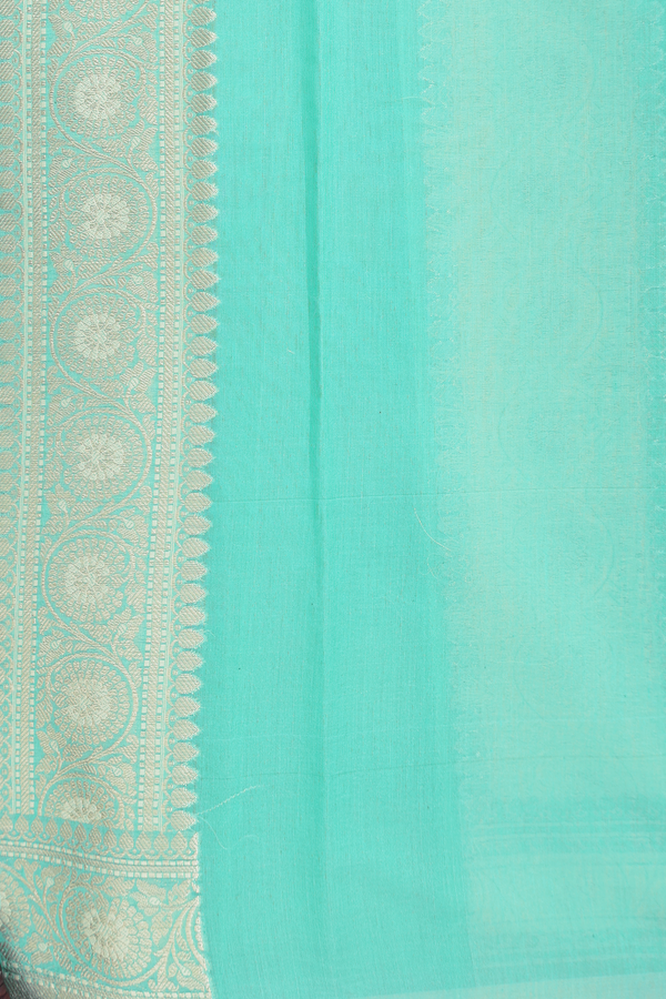 Kota Cotton Saree In Mint Blue With Allover Design