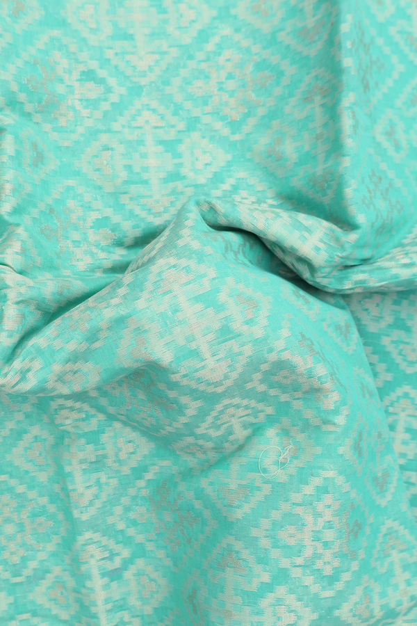 Kota Cotton Saree In Mint Blue With Allover Design