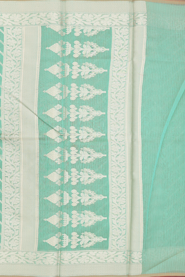 Kota Cotton Saree In Mint Green With Diagonal Design