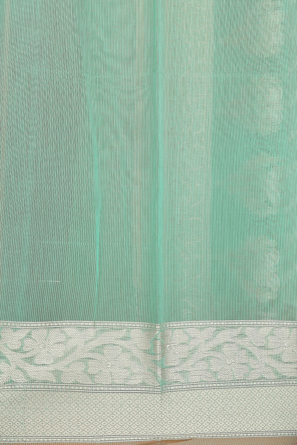 Kota Cotton Saree In Mint Green With Diagonal Design