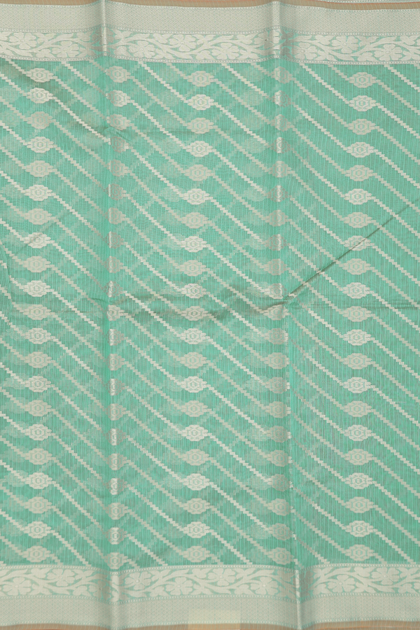 Kota Cotton Saree In Mint Green With Diagonal Design