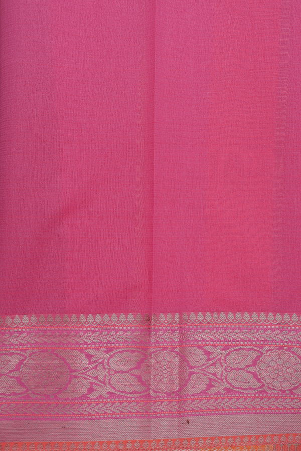 Kota Cotton Saree In Rani Pink With Floral Buttas