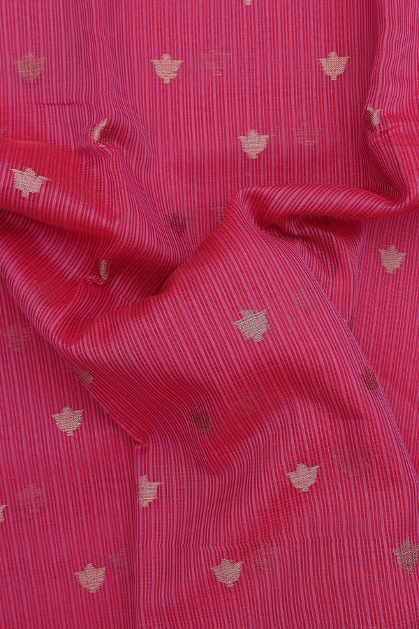 Kota Cotton Saree In Rani Pink With Floral Buttas