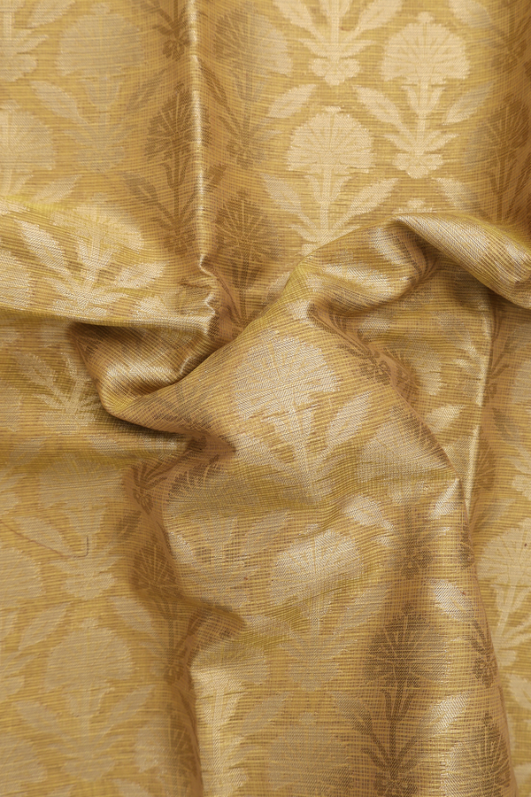 Kota Cotton Saree In Golden Brown With Floral Design