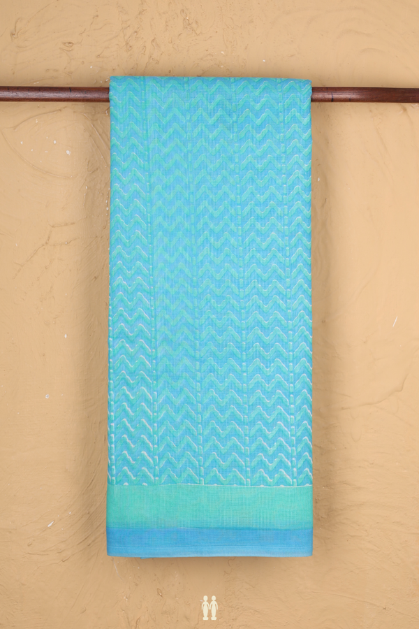 Kota Cotton Saree In Blue With Printed Design