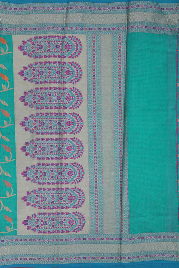 Kota Cotton Saree In Green With Floral Design