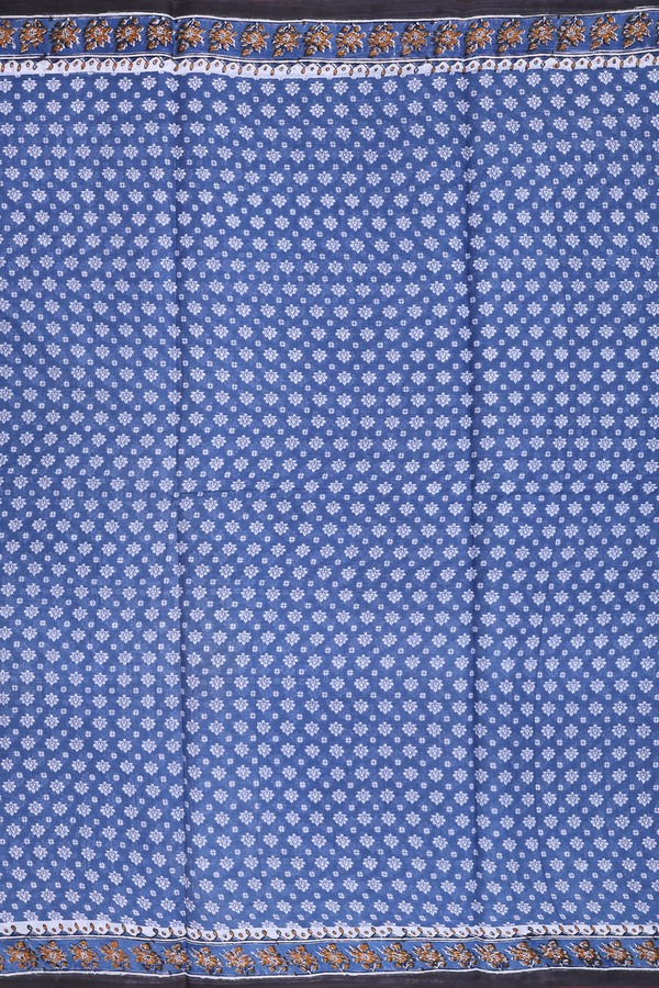 Hyderabad Cotton Saree In Capri Blue With Floral Design