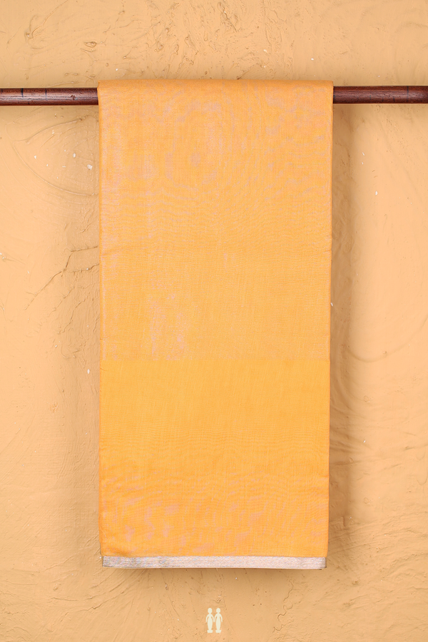 Chanderi Cotton Saree In Cream Orange With Stripes Design