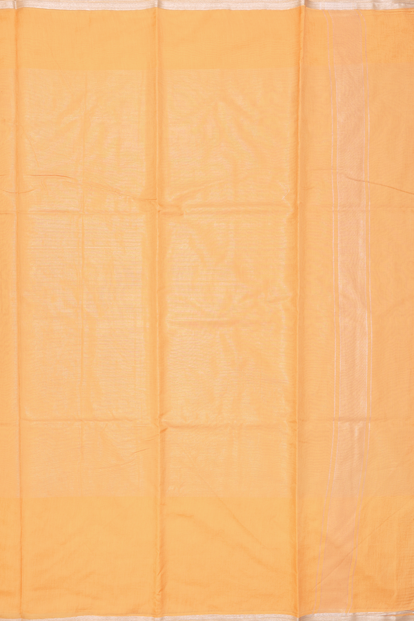 Chanderi Cotton Saree In Cream Orange With Stripes Design