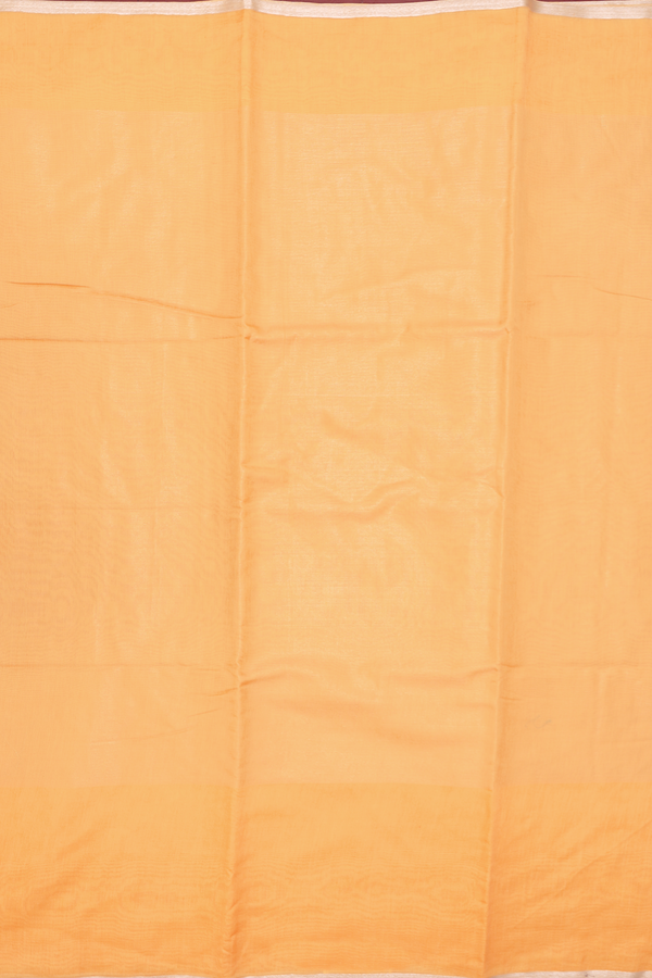 Chanderi Cotton Saree In Cream Orange With Stripes Design