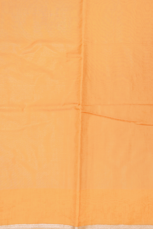 Chanderi Cotton Saree In Cream Orange With Stripes Design