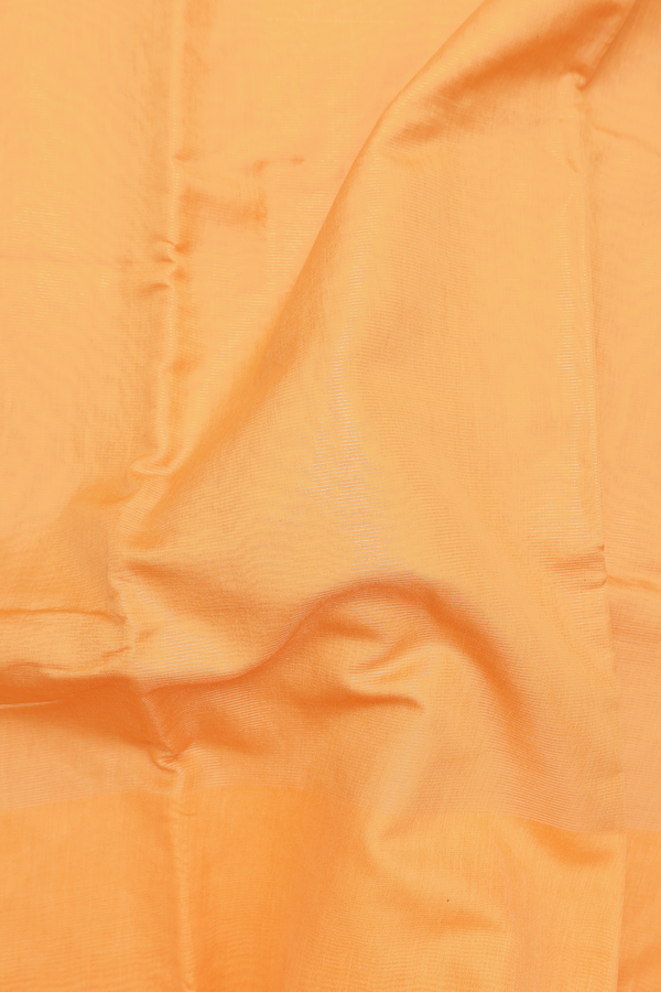 Chanderi Cotton Saree In Cream Orange With Stripes Design