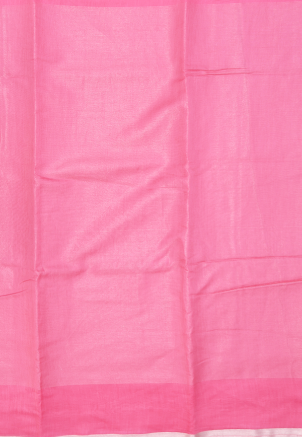 Chanderi Cotton Saree In Pink With Stripes Design