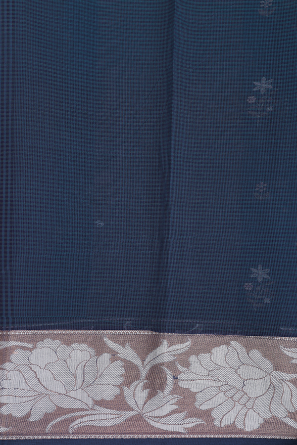 Kota Cotton Saree In Prussian Blue With Floral Buttas