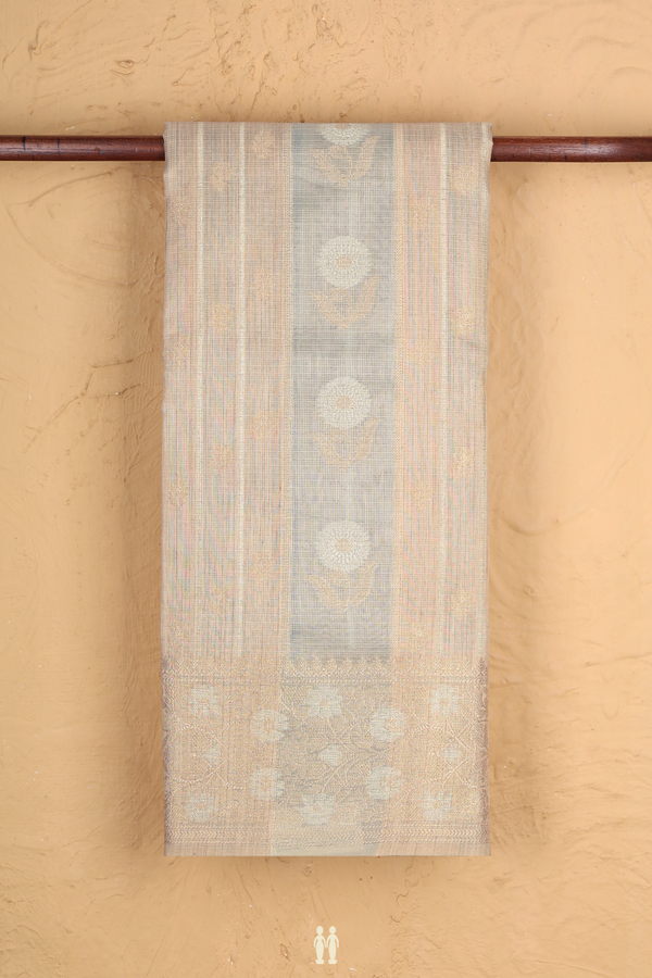 Kota Cotton Saree In Cream And Green With Stripes Design