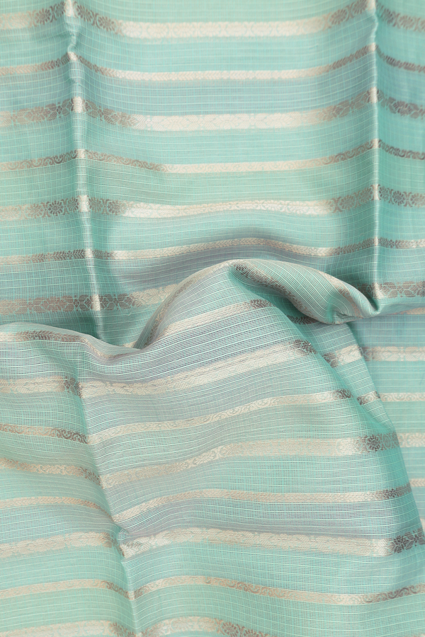 Kota Cotton Saree In Mint Green With Stripes Design