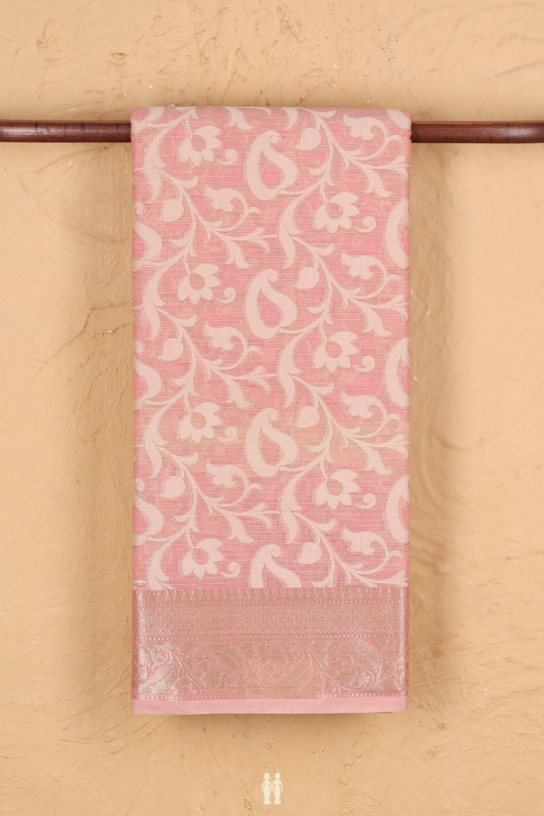 Kota Cotton Saree In Pink With Floral Design