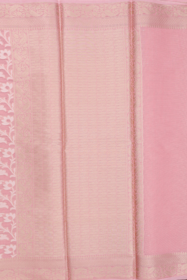 Kota Cotton Saree In Pink With Floral Design