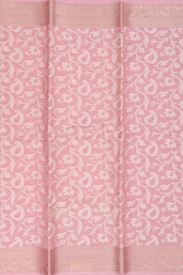 Kota Cotton Saree In Pink With Floral Design