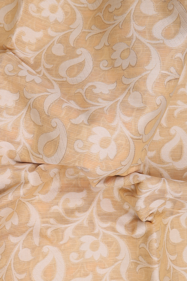 Kota Cotton Saree In Light Yellow With Floral Design