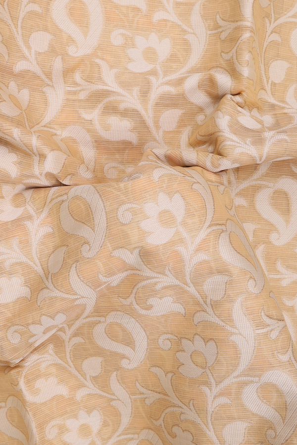 Kota Cotton Saree In Light Yellow With Floral Design