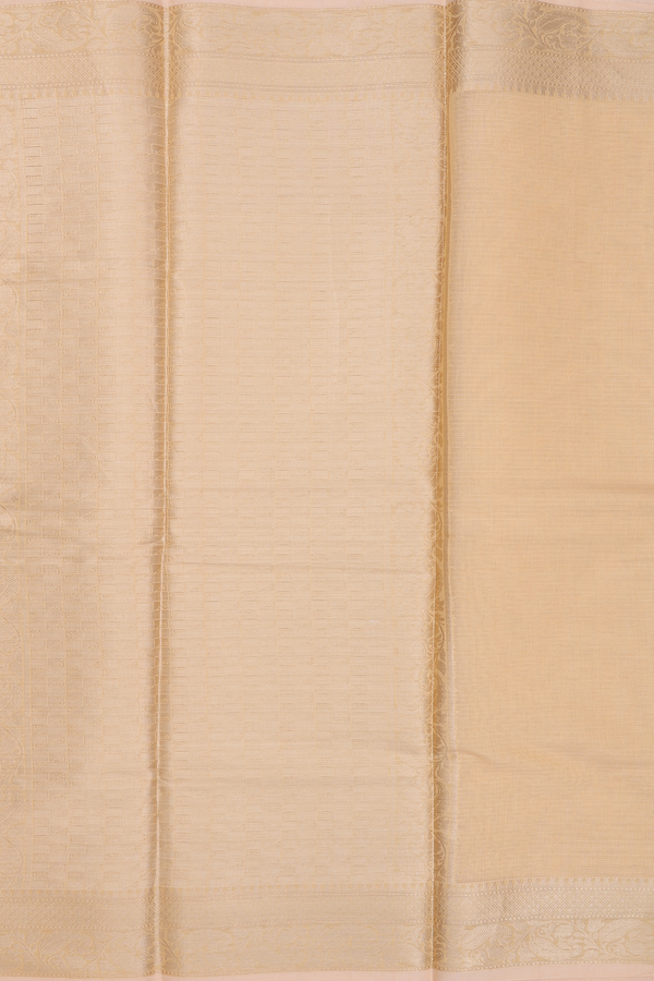 Kota Cotton Saree In Light Yellow With Floral Design