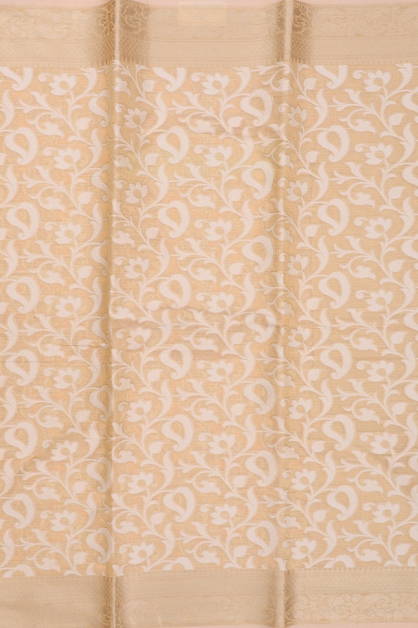 Kota Cotton Saree In Light Yellow With Floral Design
