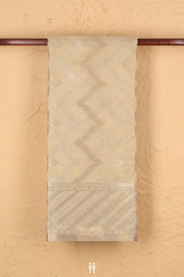Kota Cotton Saree In Tan Brown With Chevron Design