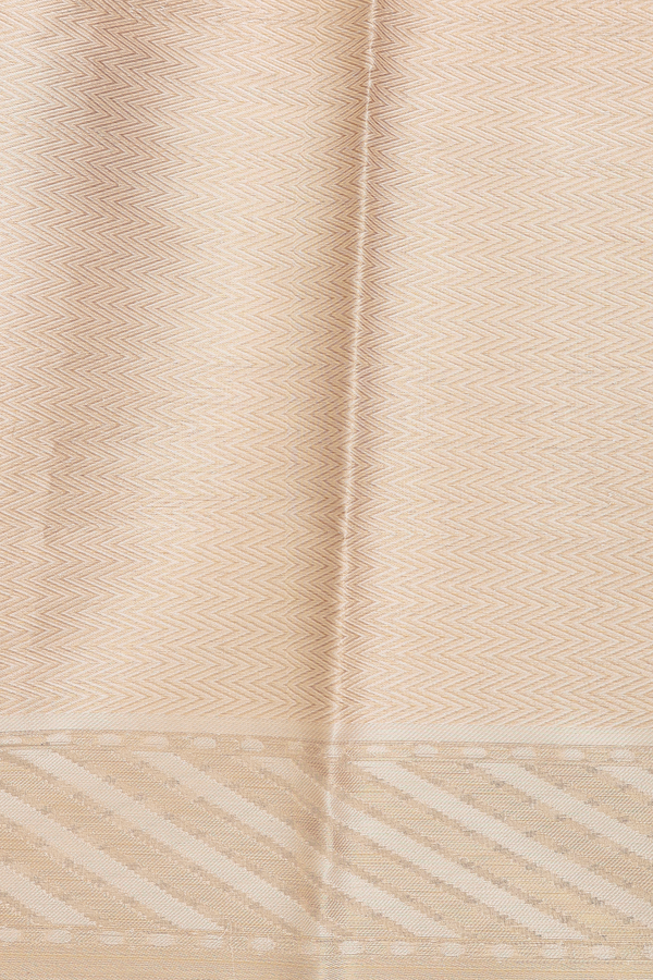 Kota Cotton Saree In Tan Brown With Chevron Design