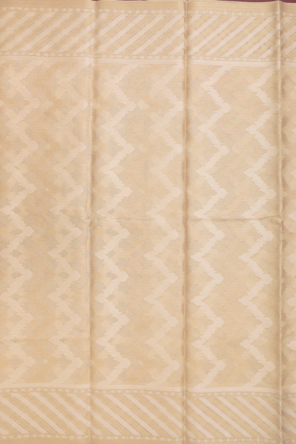 Kota Cotton Saree In Tan Brown With Chevron Design