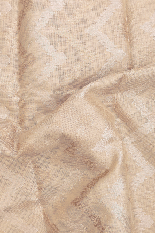 Kota Cotton Saree In Tan Brown With Chevron Design