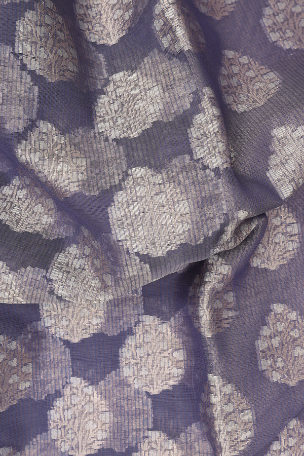 Kota Cotton Saree In Pigeon Blue With Zari Motifs