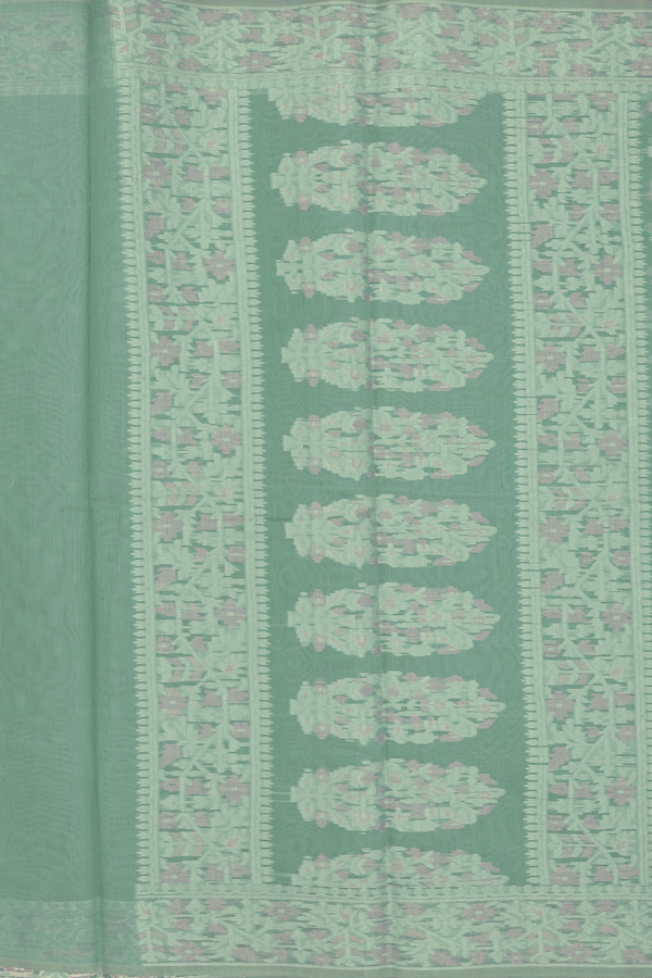 Kota Cotton Saree In Green With Threadwork Buttas