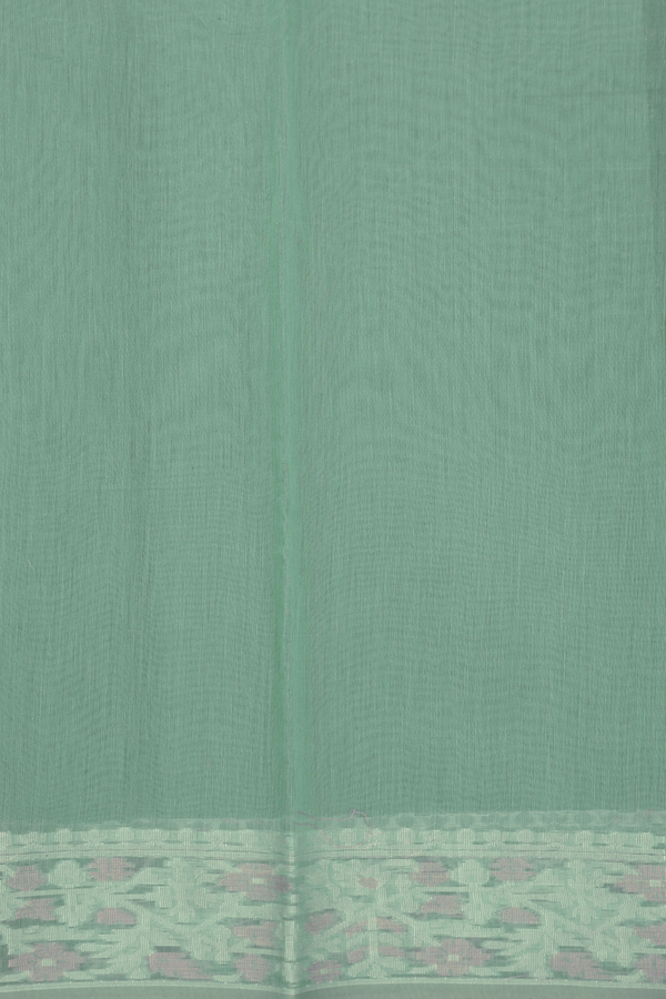 Kota Cotton Saree In Green With Threadwork Buttas